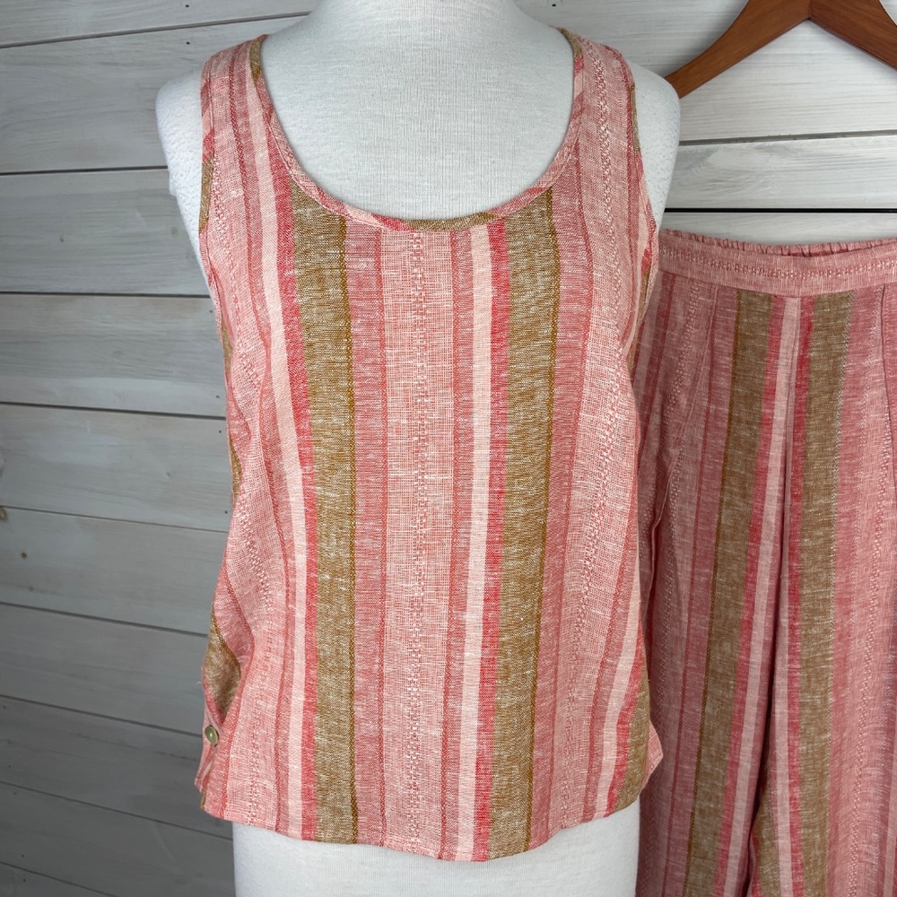 DREW Womens Pink Stripe Sleeveless Top and Harem Pants Outfit Size Medium NEW
